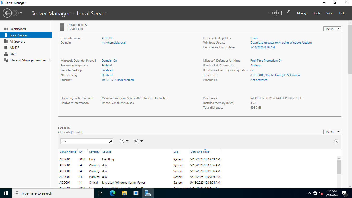 Active Directory- Server Manager overview