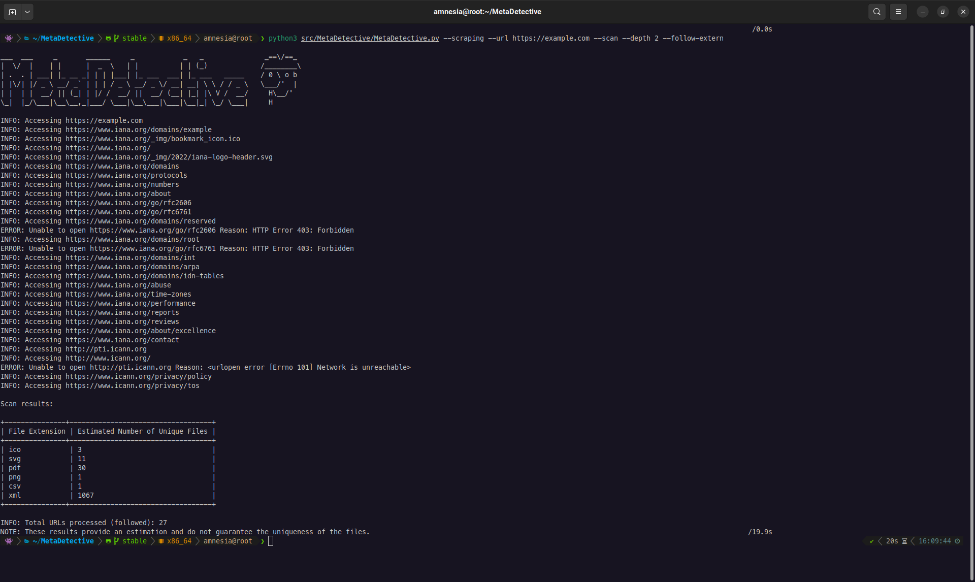 MetaDetective scraping demo