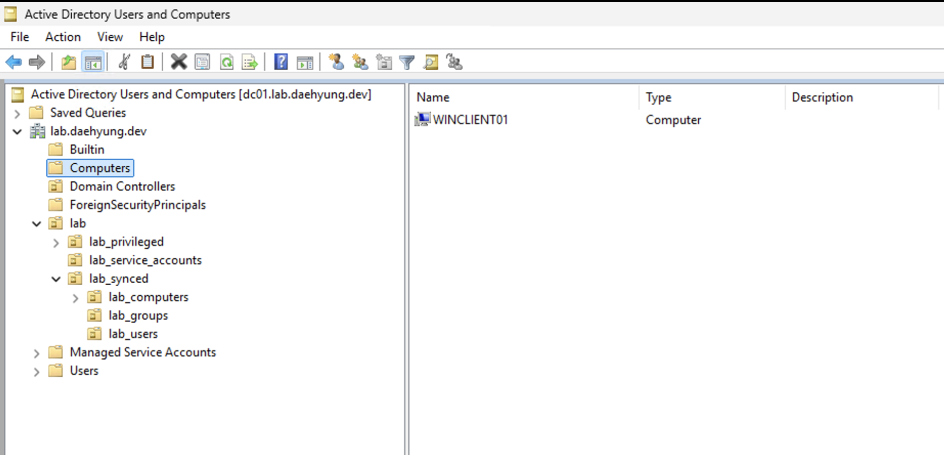 aduc winclient01 default computers container