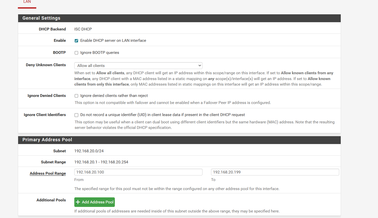 pfSense DHCP