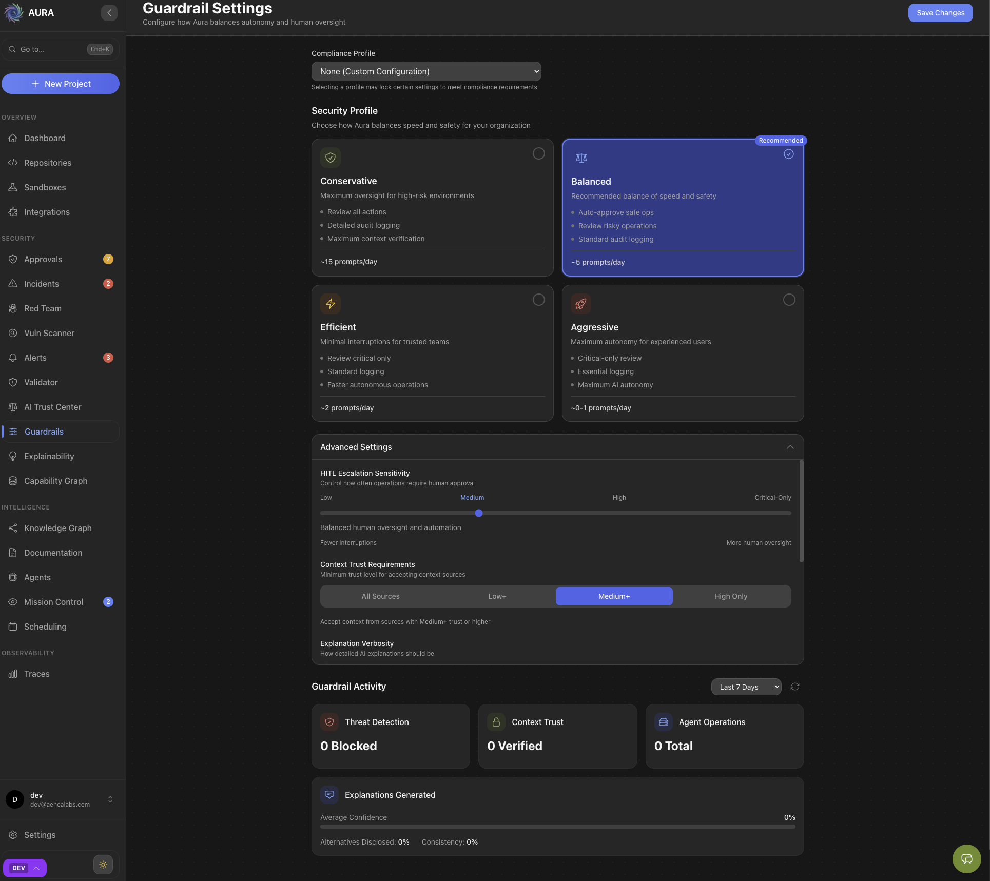 Guardrails Settings