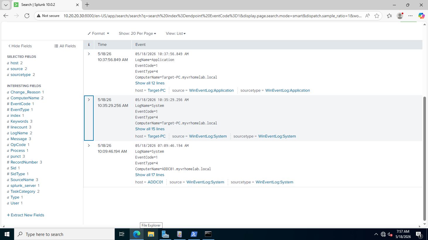 splunk endpoint validation