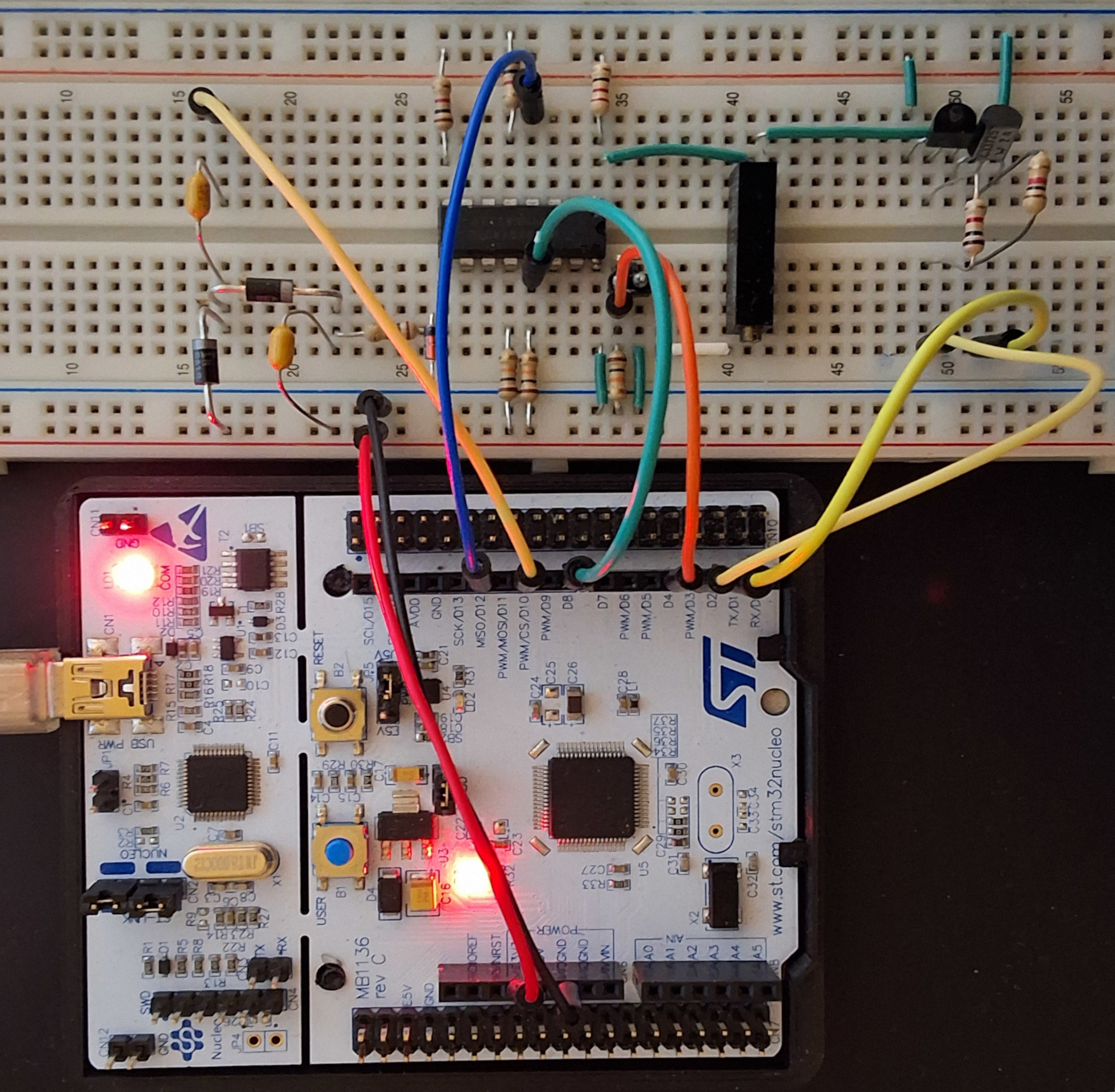 Circuit on breadboard