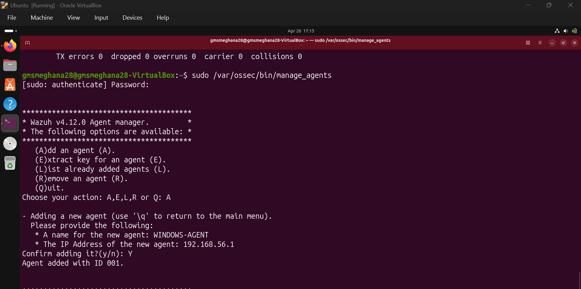 在 Ubuntu 管理器上正在添加 WINDOWS-AGENT 的 manage_agents 工具