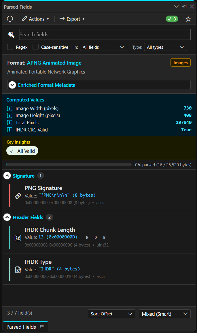 Parsed Fields