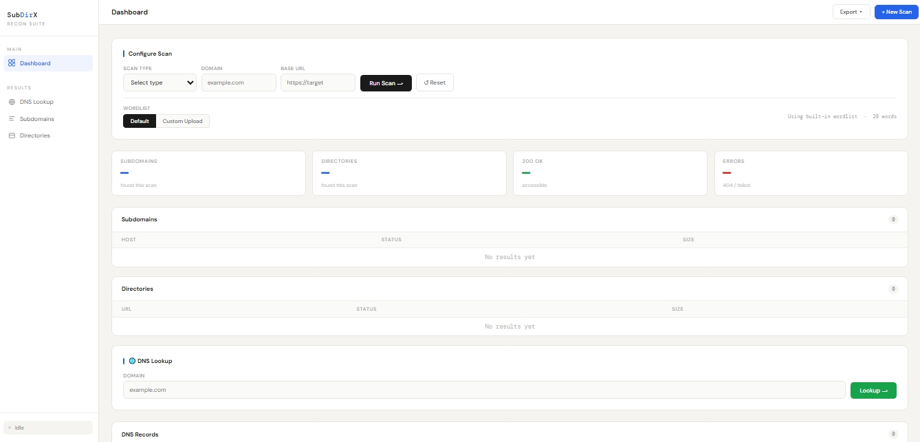 SubDirX Dashboard