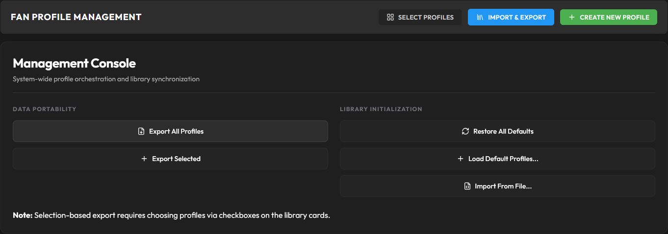 Profile import / export