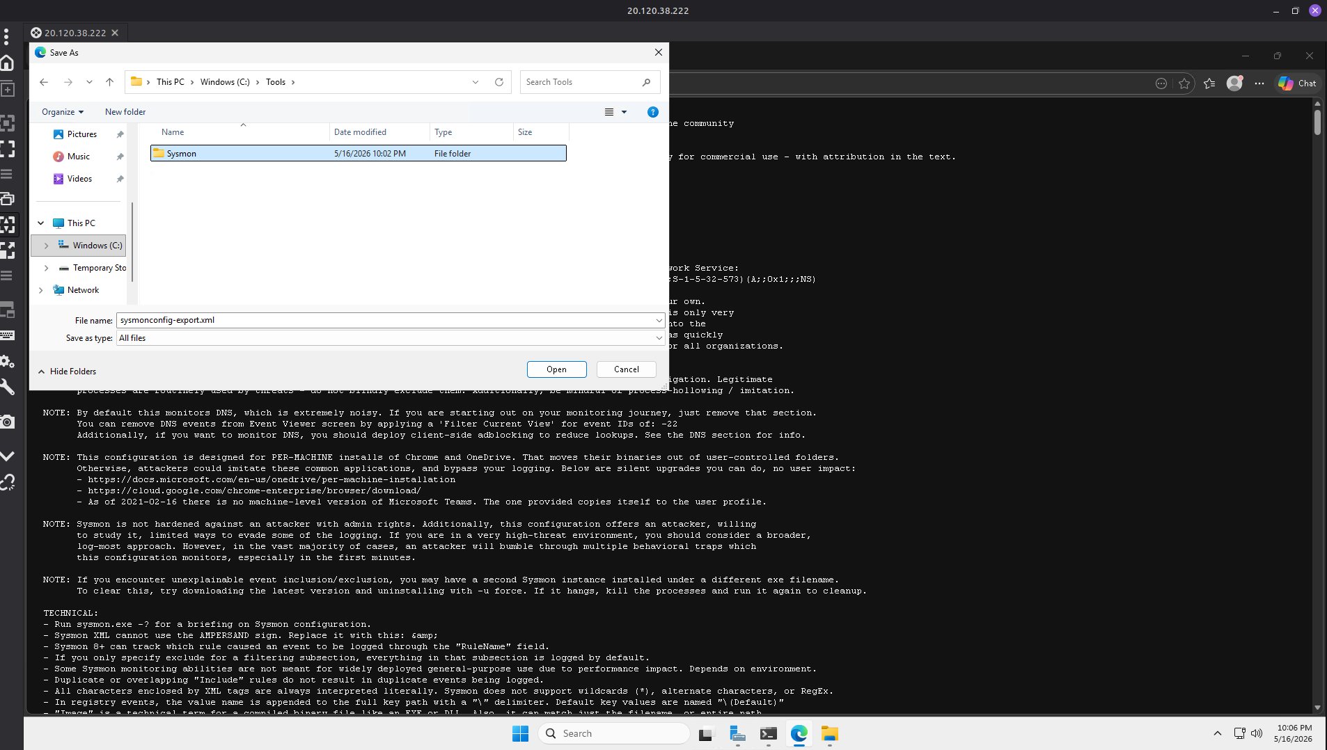 Sysmon 配置已保存