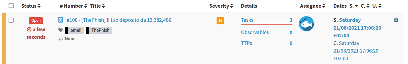 TheHive case created