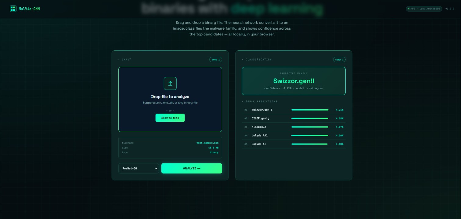 Web UI classification result with top-K bars