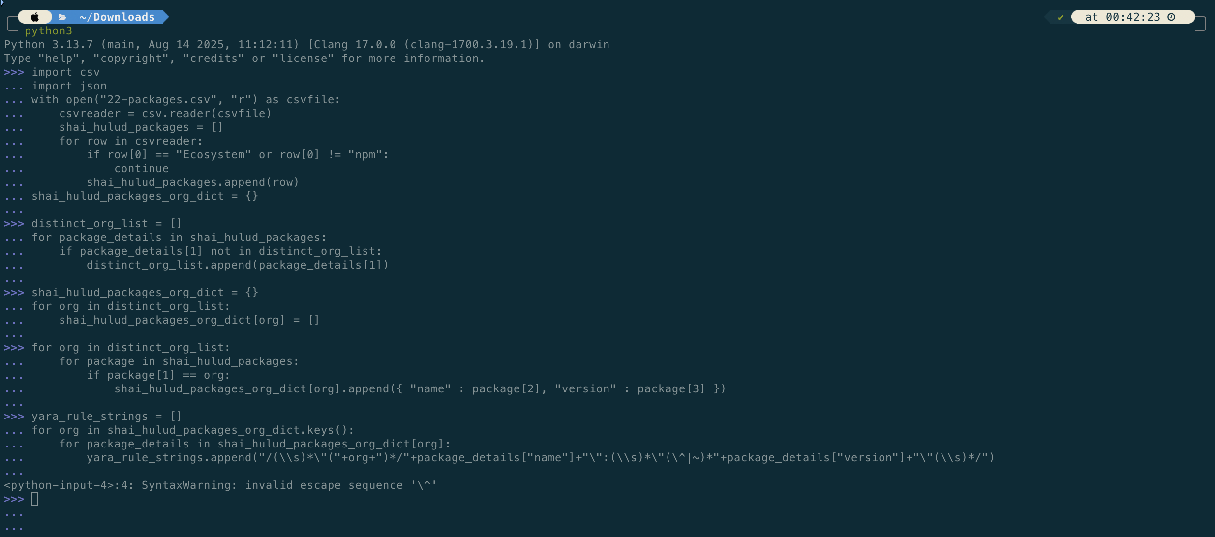 使用 python3 解释器进行数据处理任务