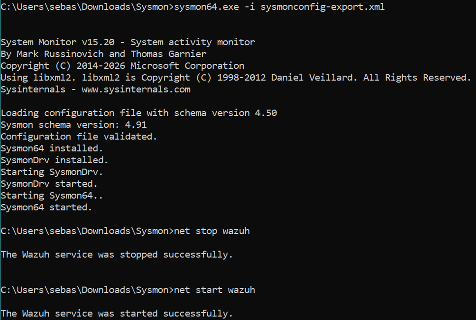 已成功将 Sysmon 安装到系统中
