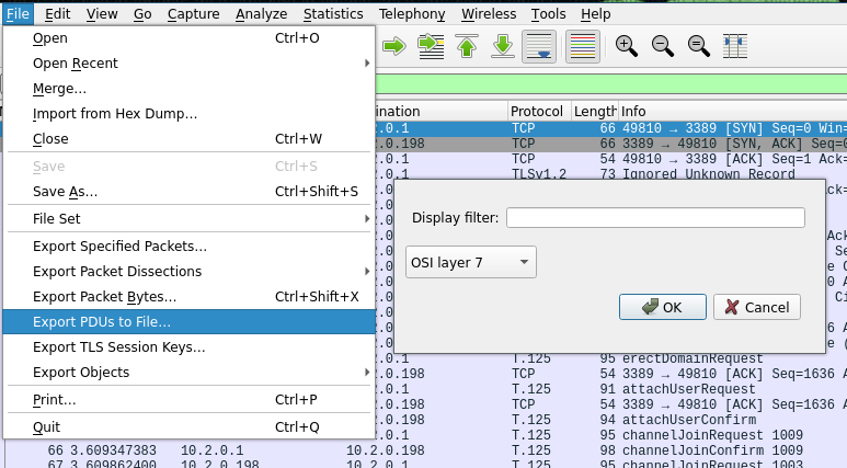 导出 OSI Layer 7