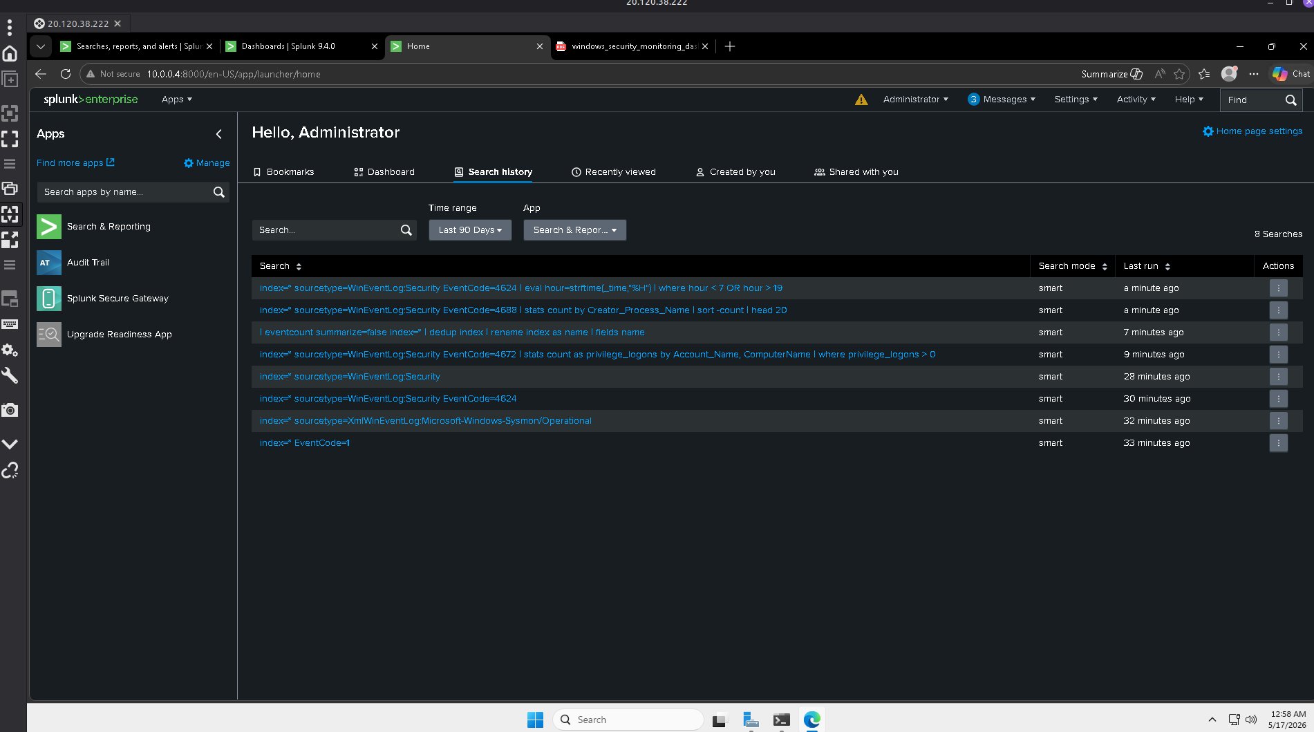 Splunk 搜索历史