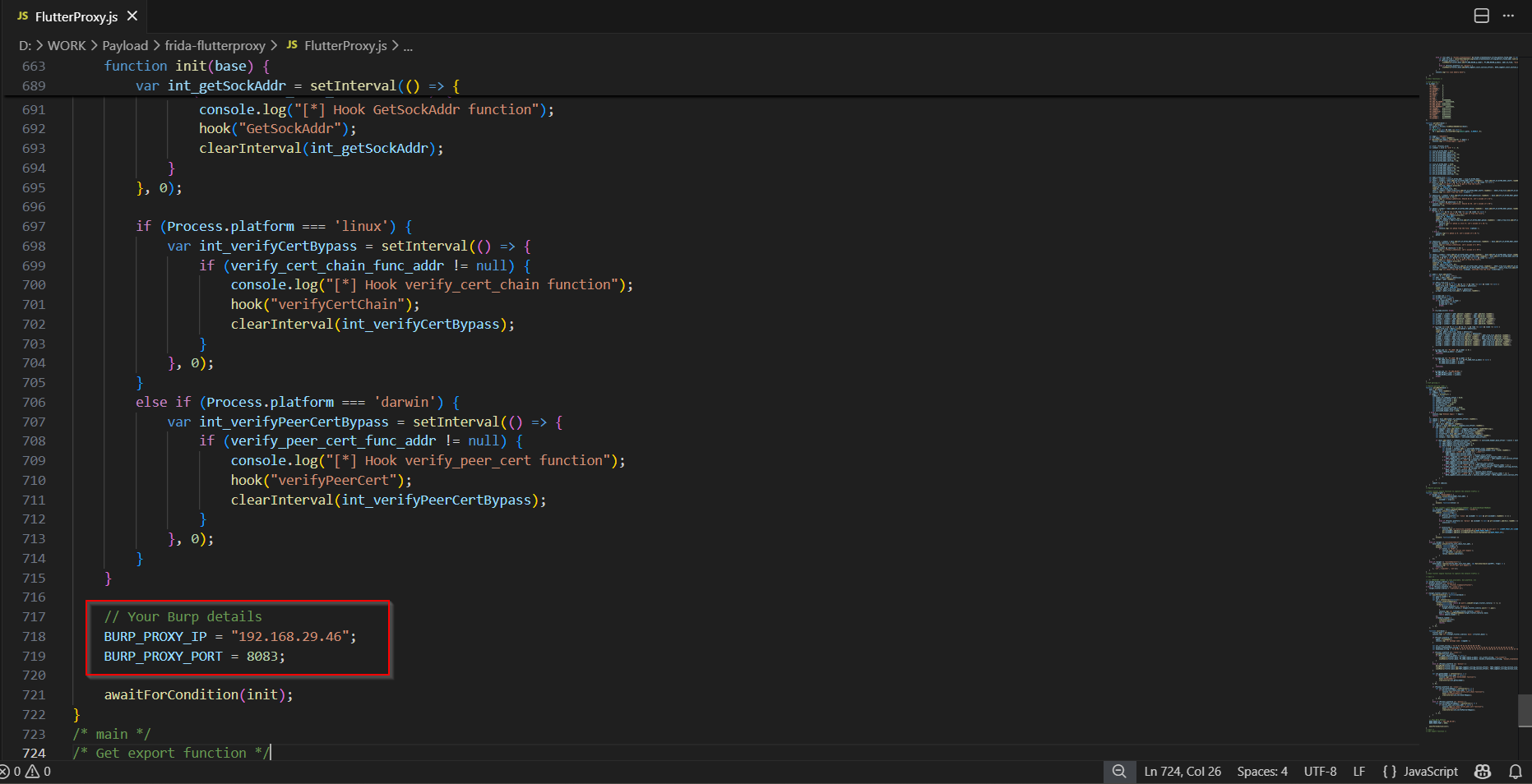 Script changes IP and PORT