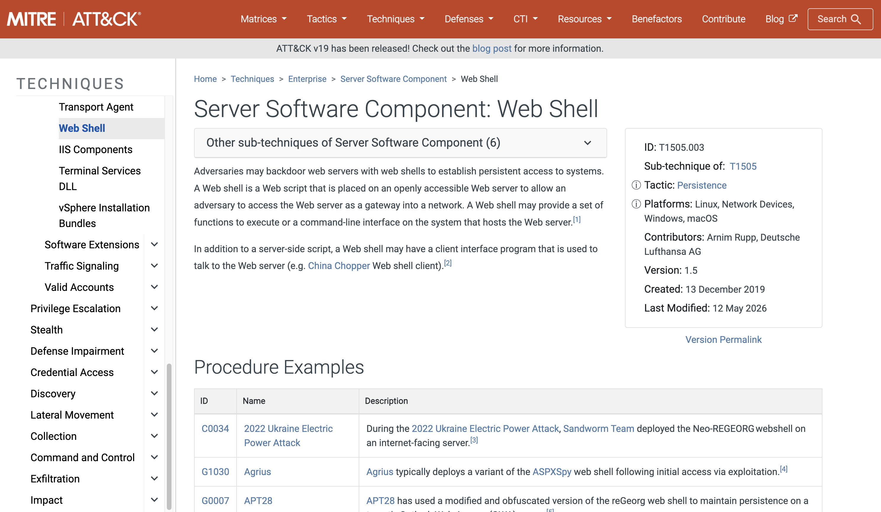 MITRE T1505.003 — Web Shell