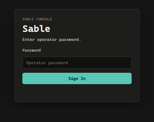 Sable 登录界面