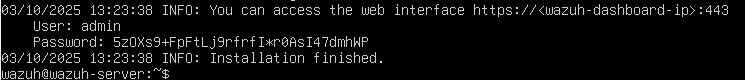 Credenciales para la interfaz web de Wazuh