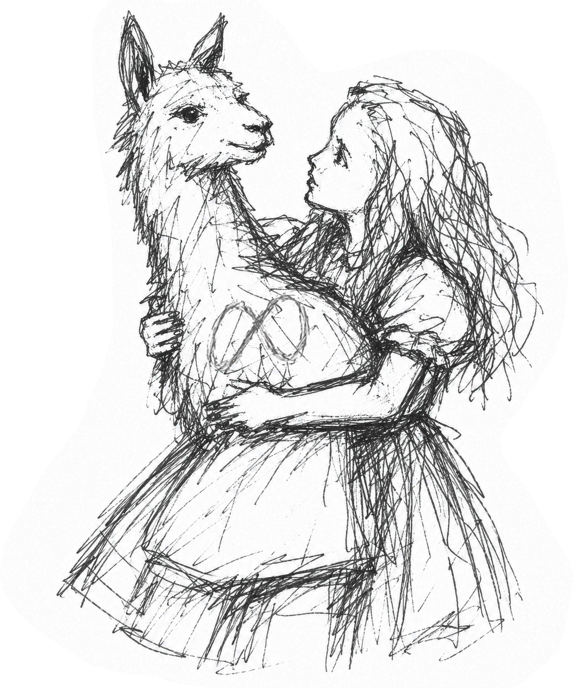 Alice holding a llama