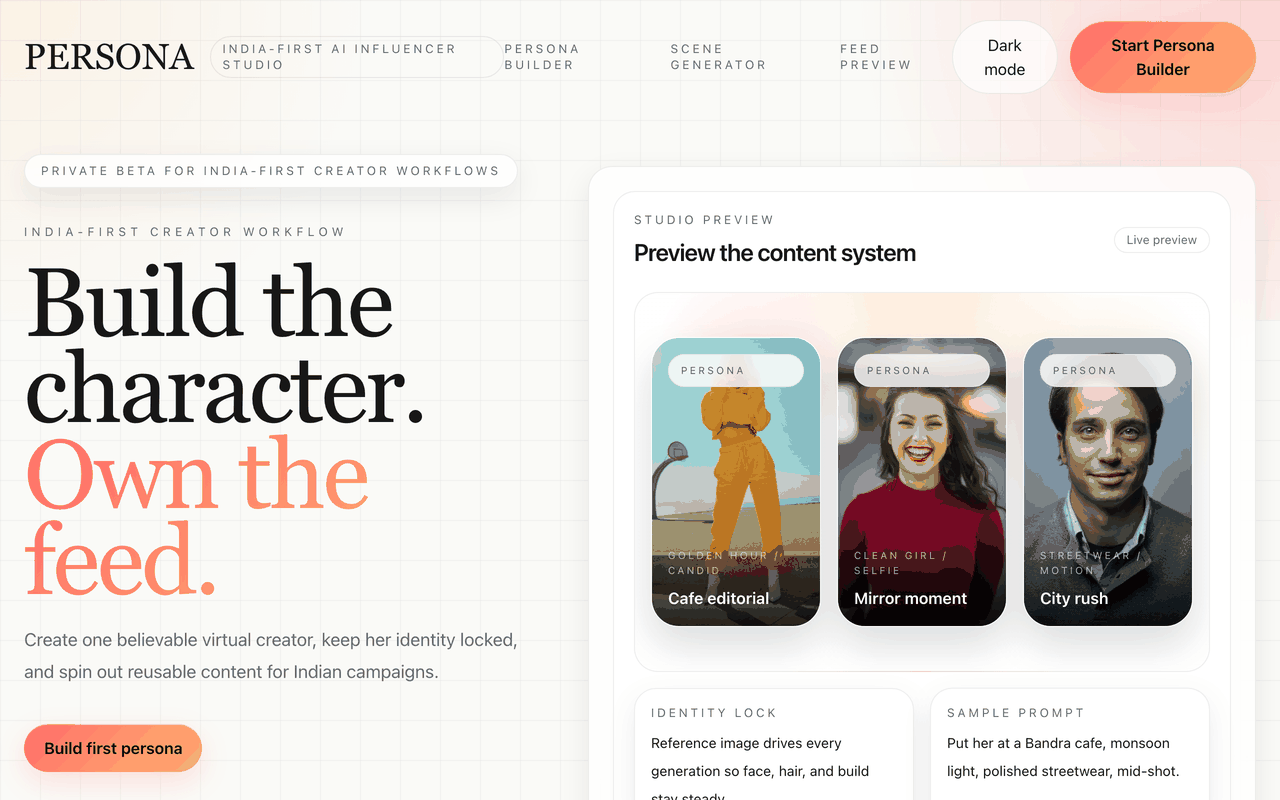 Persona Studio — built with Tanker