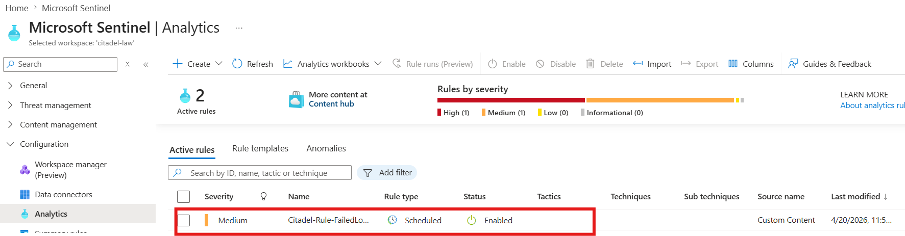 Analytics rule citadel-rule-failedlogins overview incident simulation-response