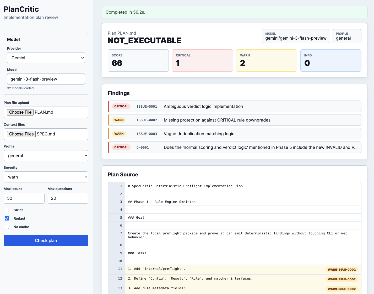 PlanCritic web UI