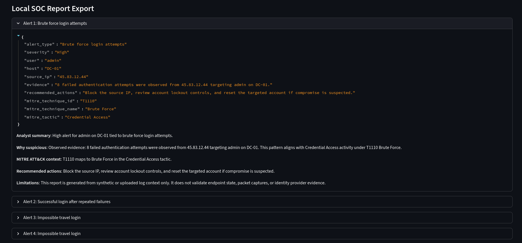 SOC Report Export