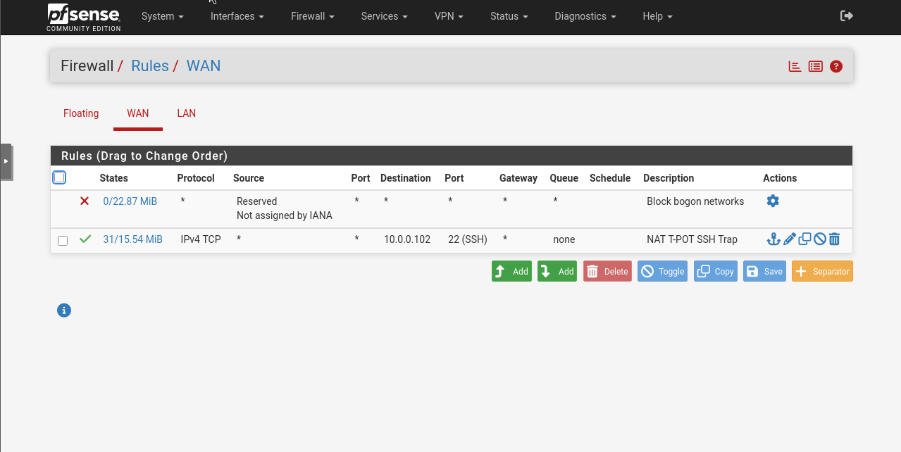 pfSense WAN 规则