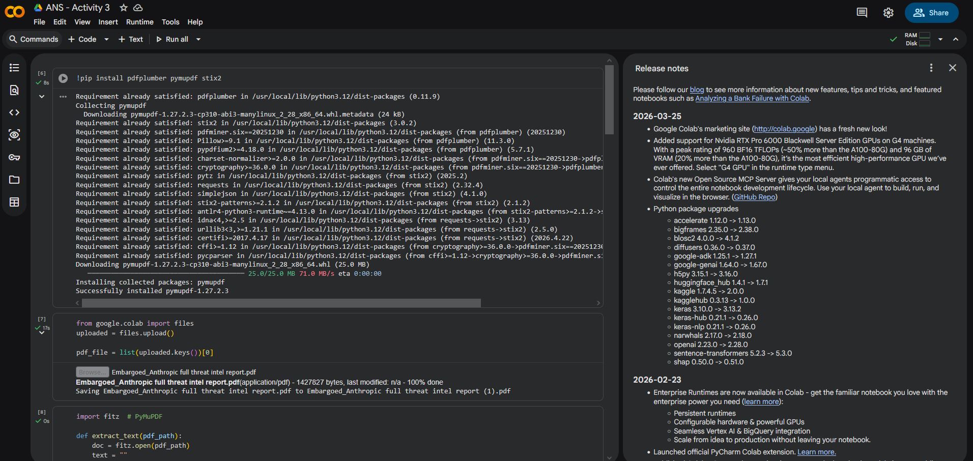 Google Colab full interface