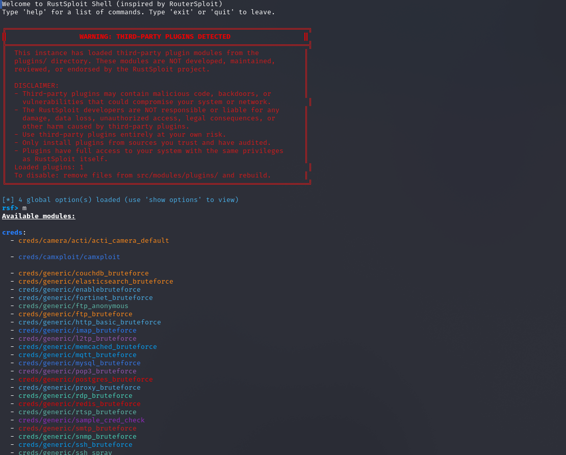 Rustsploit Testing View