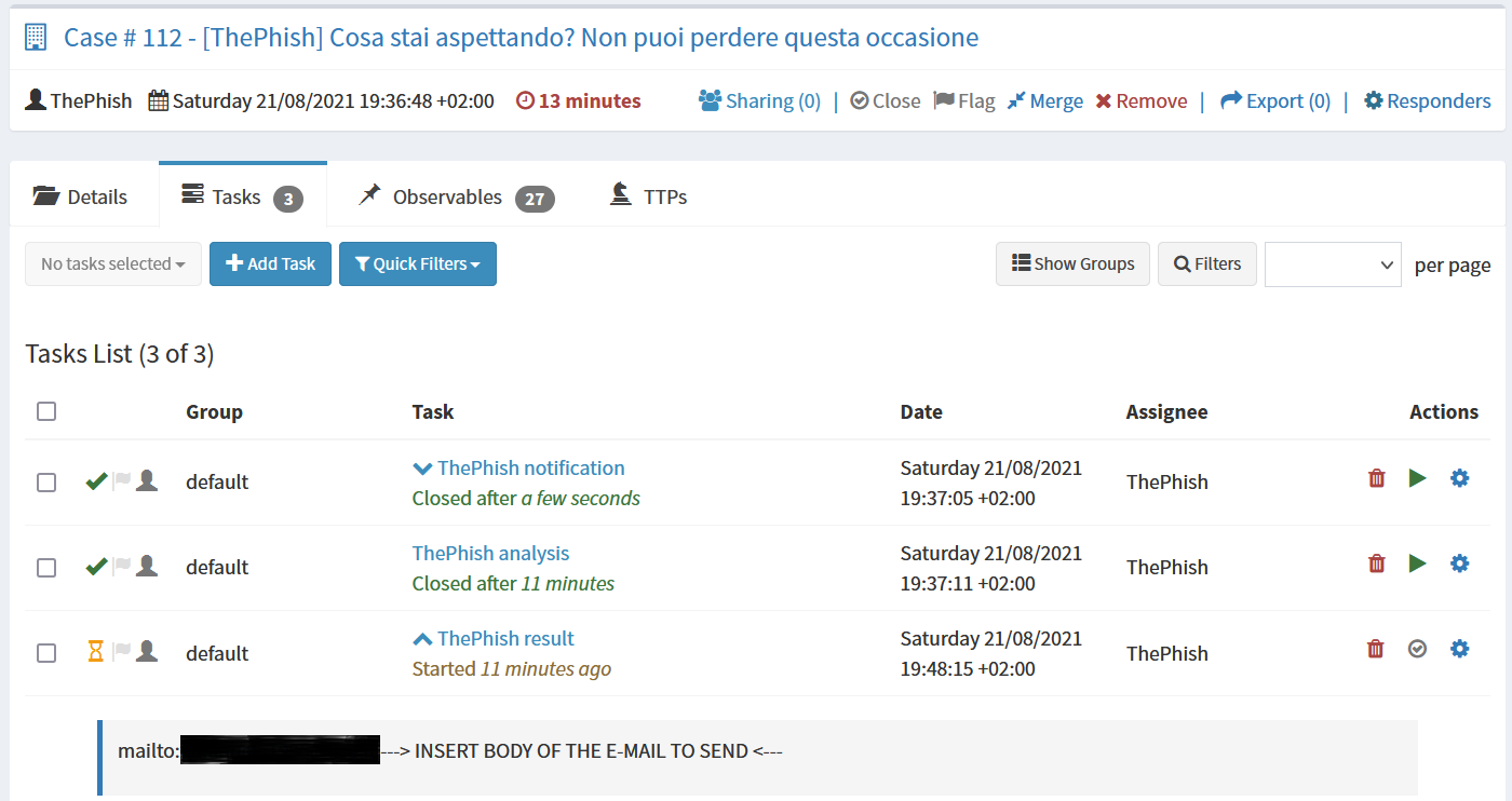 Open task for analyst