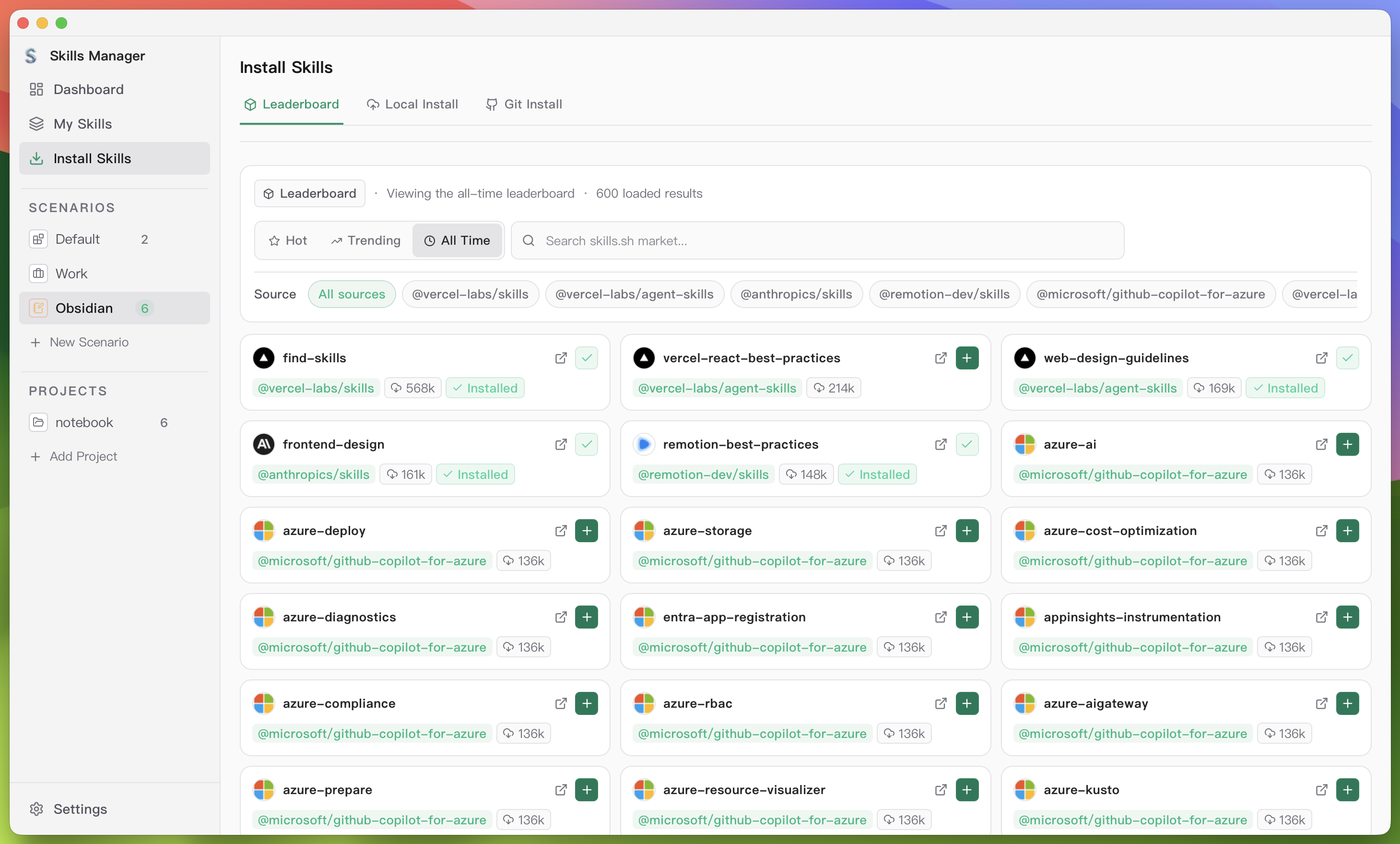 Install Skills Marketplace