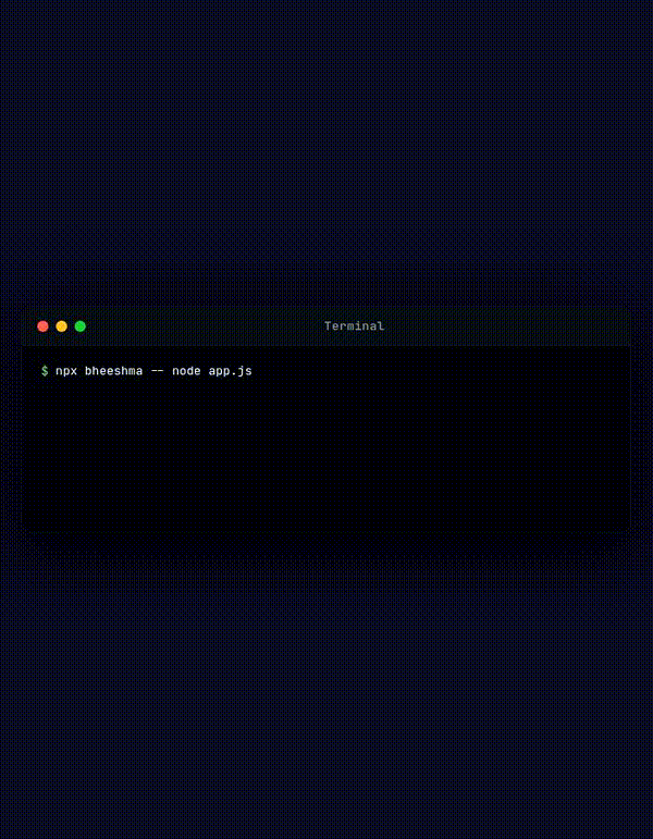 bheeshma catching a malicious npm package at runtime