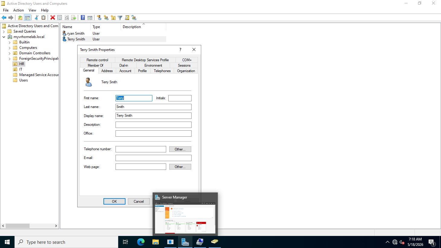 Active Directory User creation