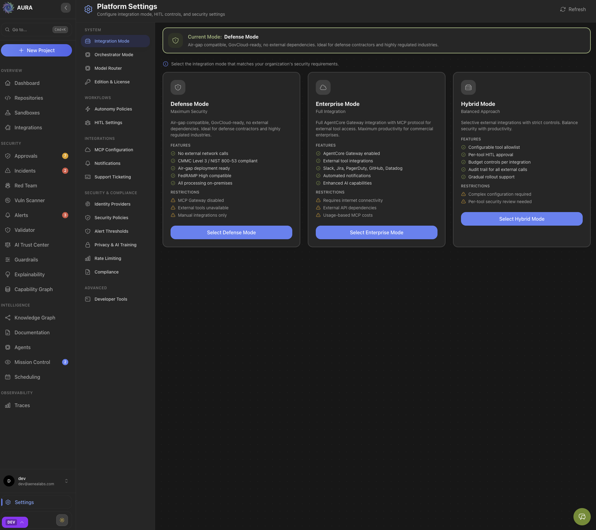 Platform Settings