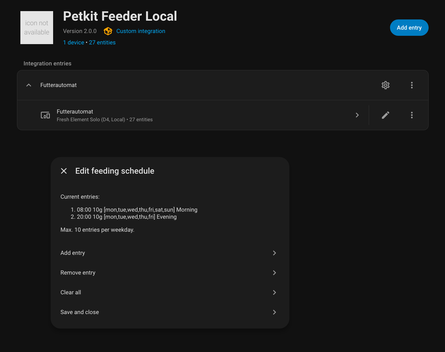 Schedule editor menu