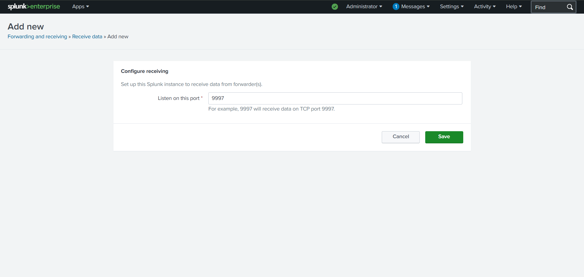 Splunk Dashboard Port 9997