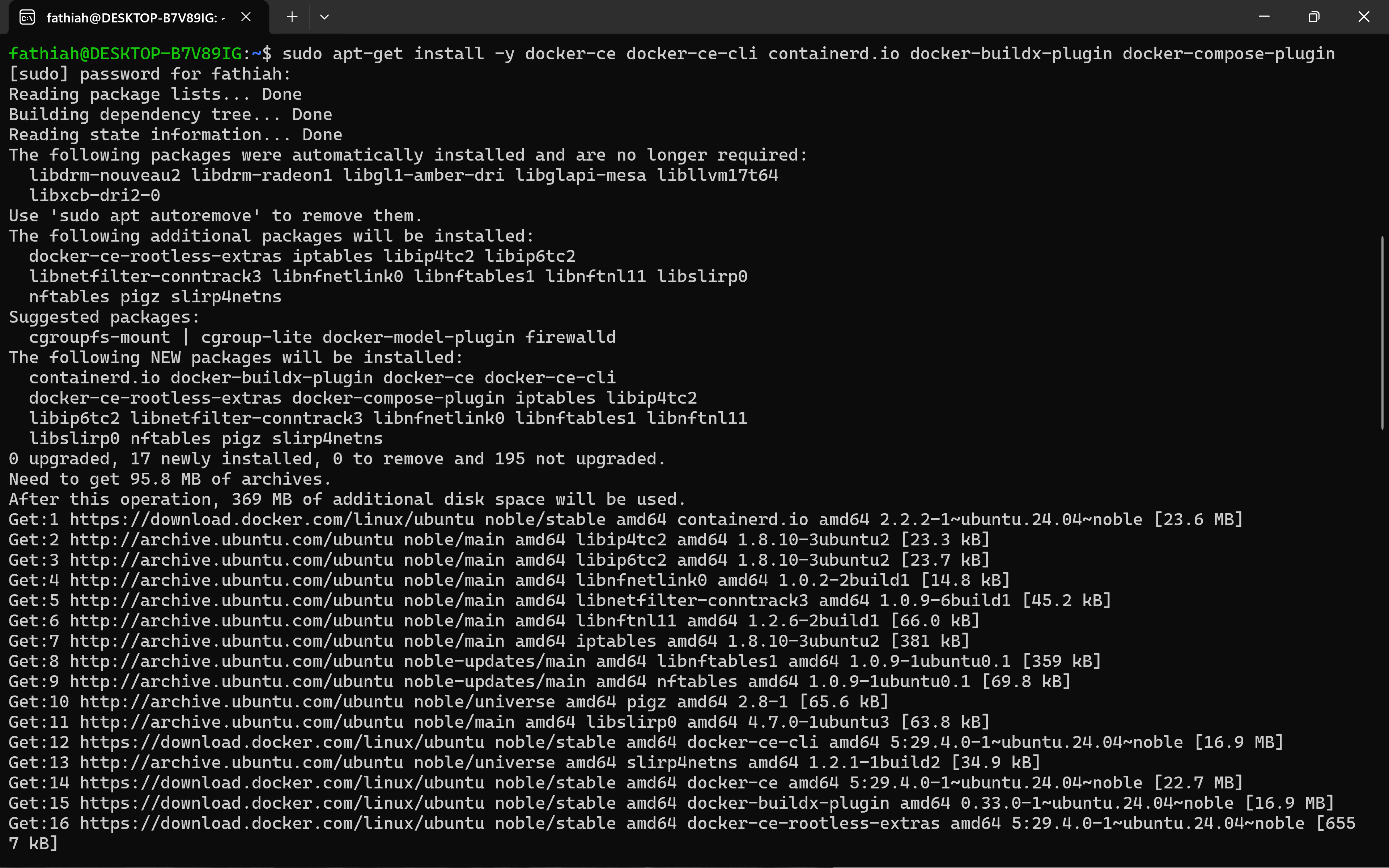 Docker Installation Screenshots
