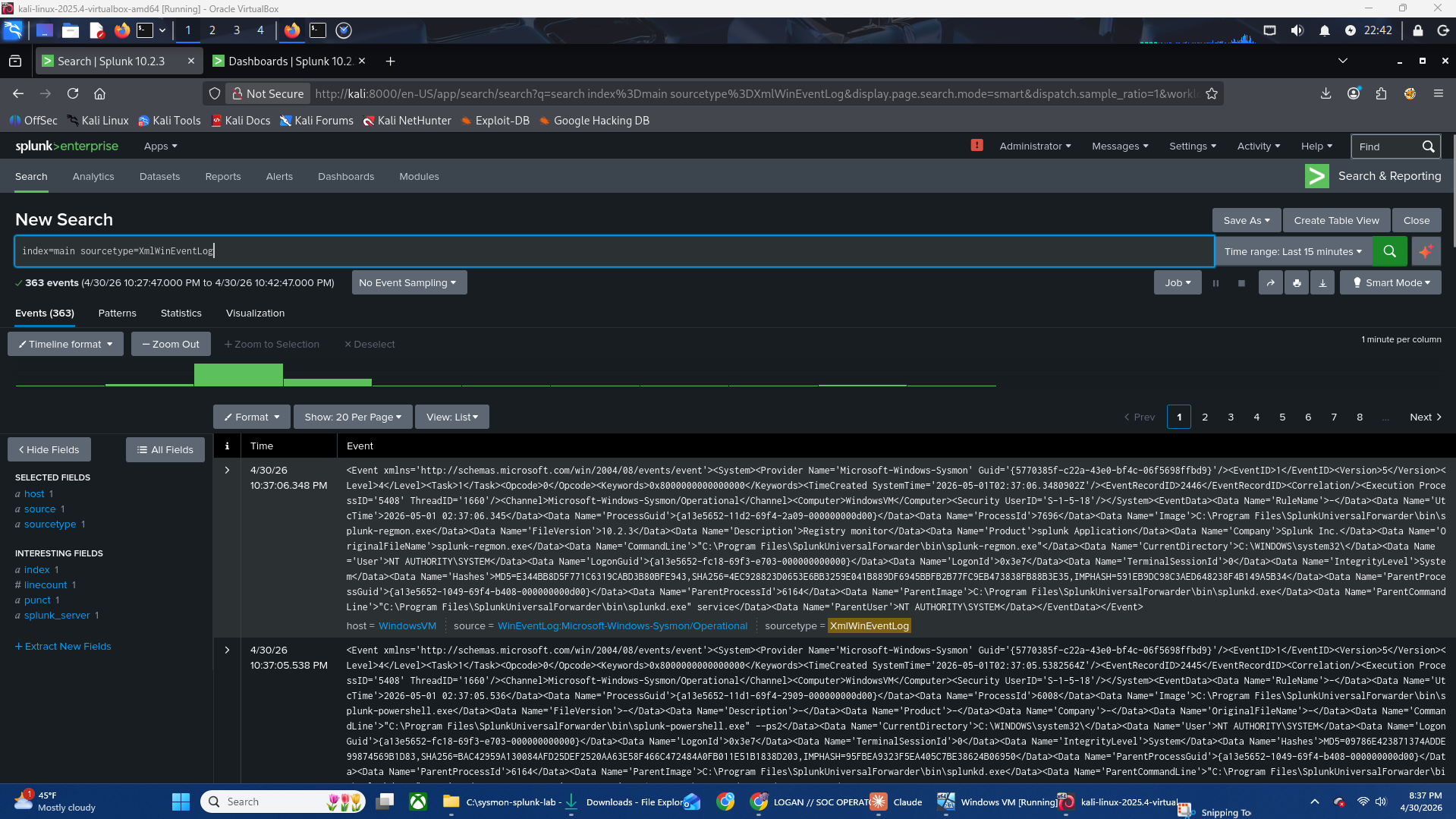 Splunk 接收 Sysmon 事件