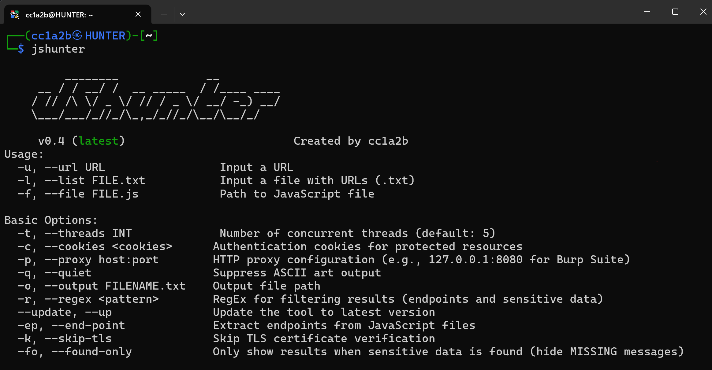 JSHunter Demo Screenshot