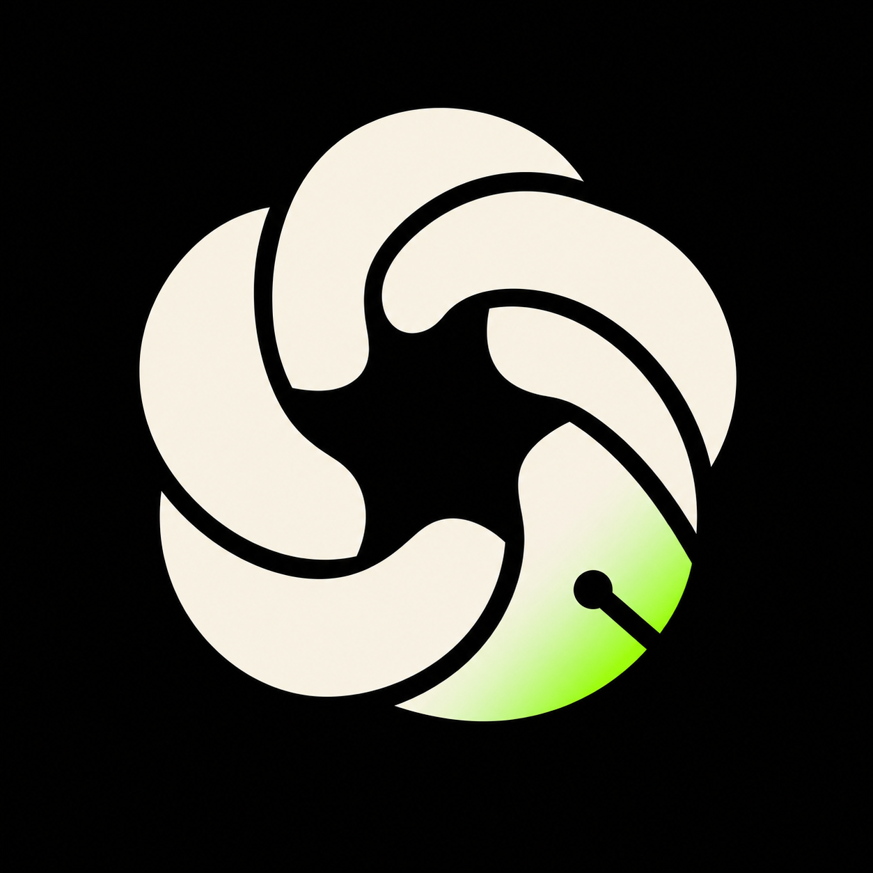 taintwatch logo — a cream spiral with one tainted lime-green petal pierced by a black pin