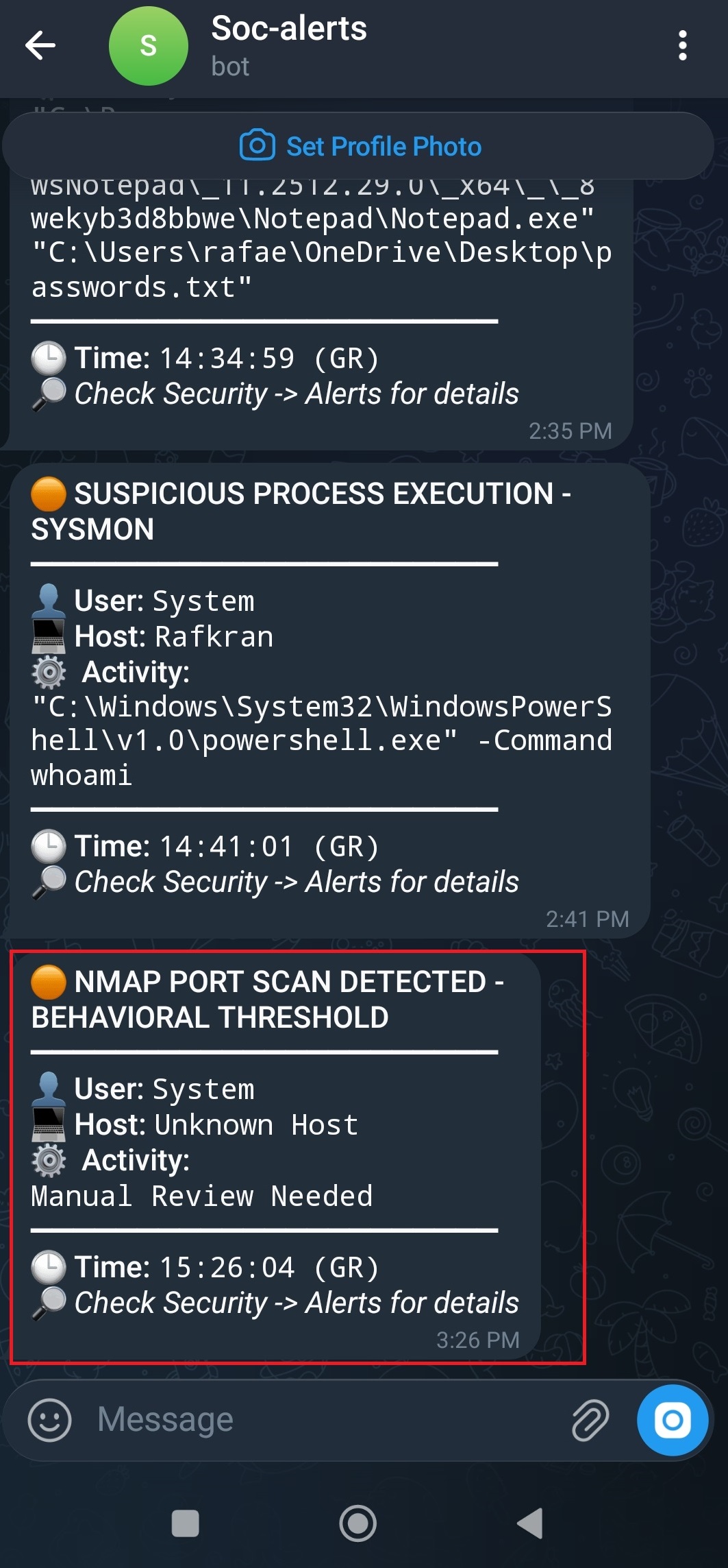 Telegram Nmap 警报