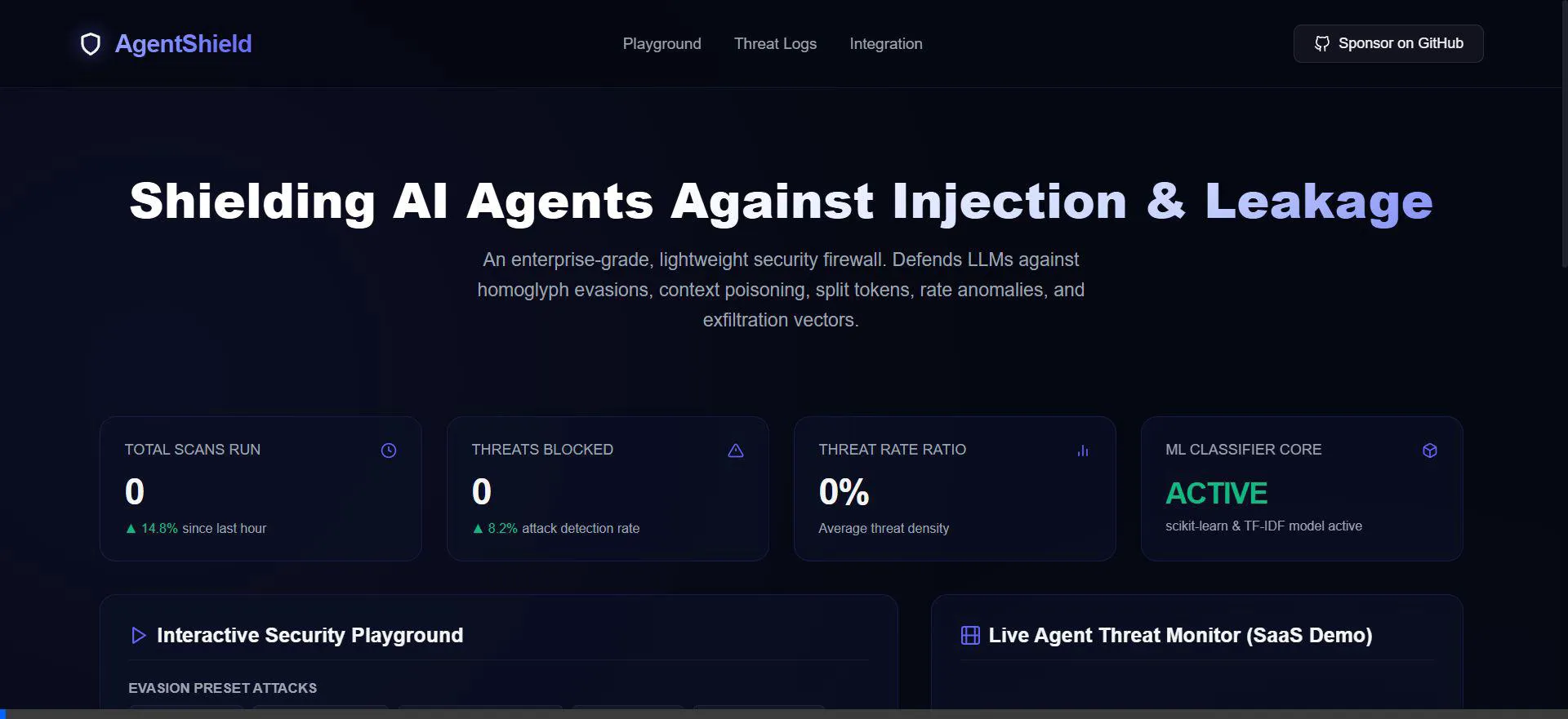 AgentShield Interactive Dashboard Demo
