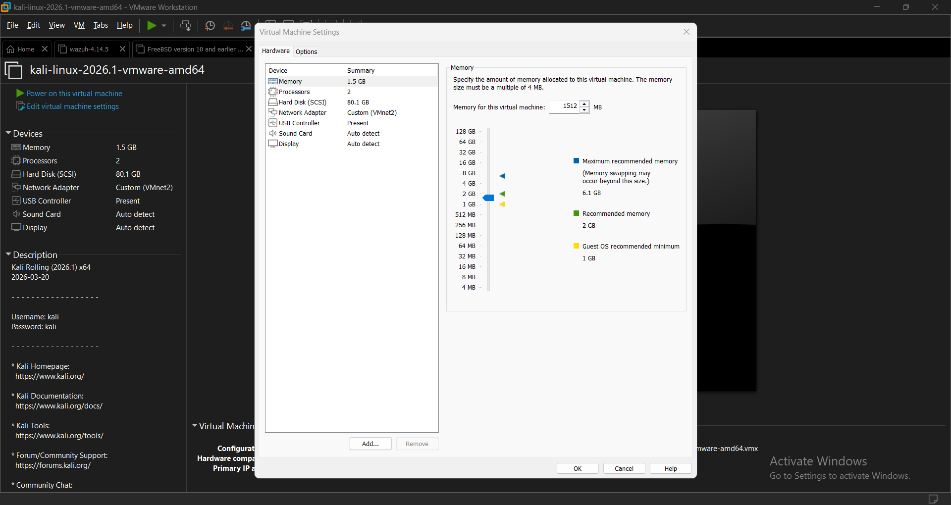 Kali Settings
