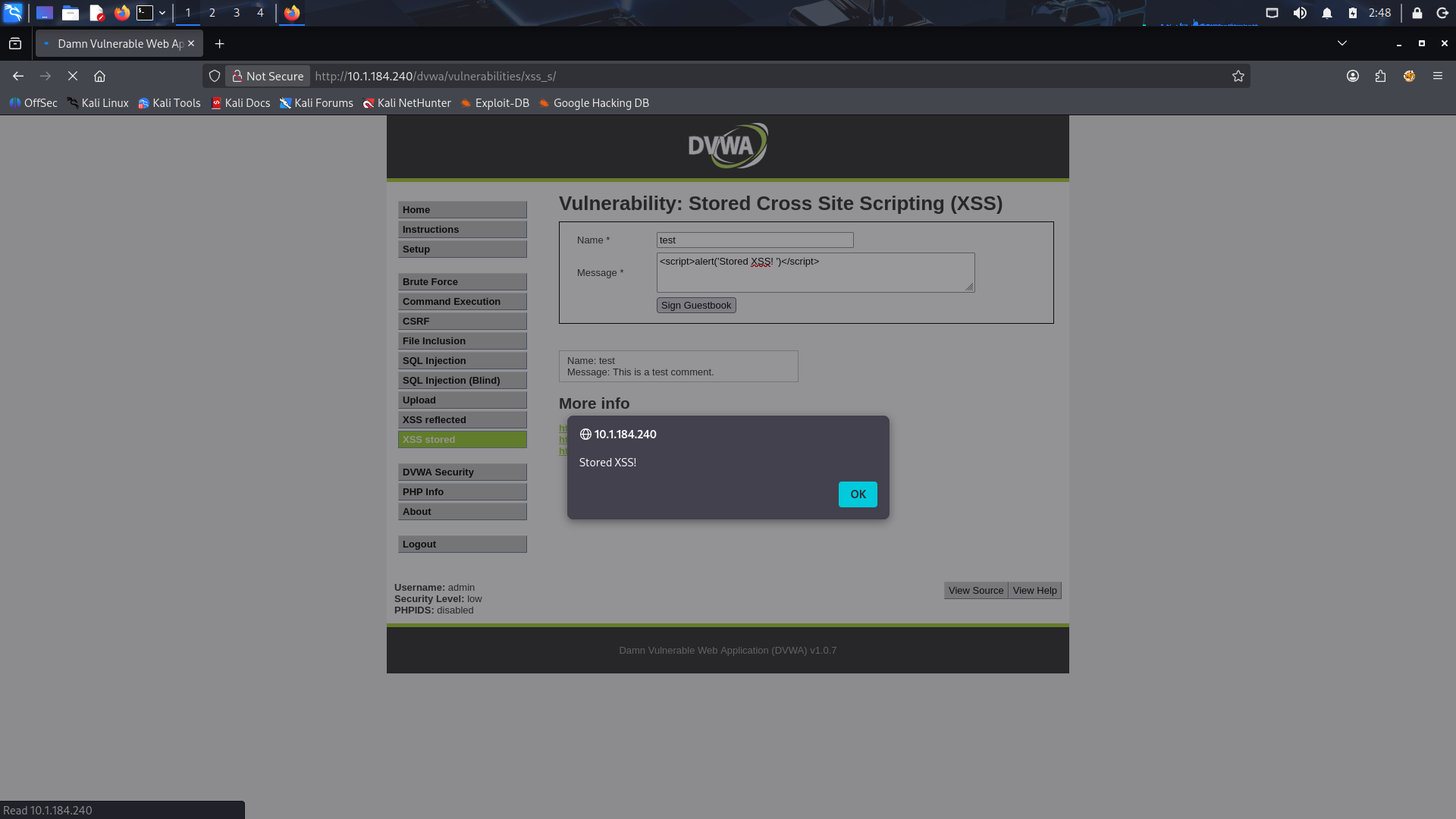 存储型 XSS Alert