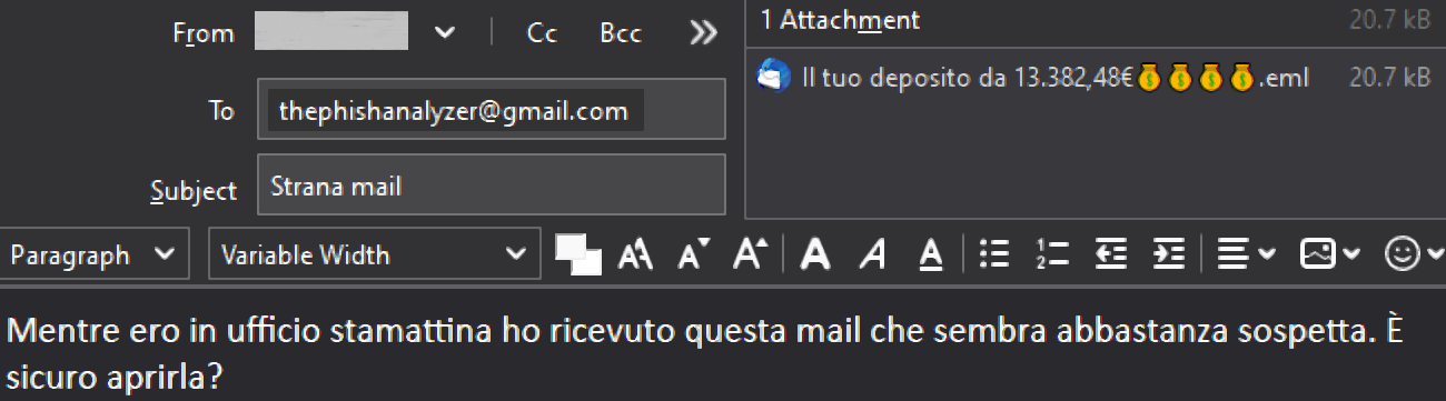 Forwarded EML email