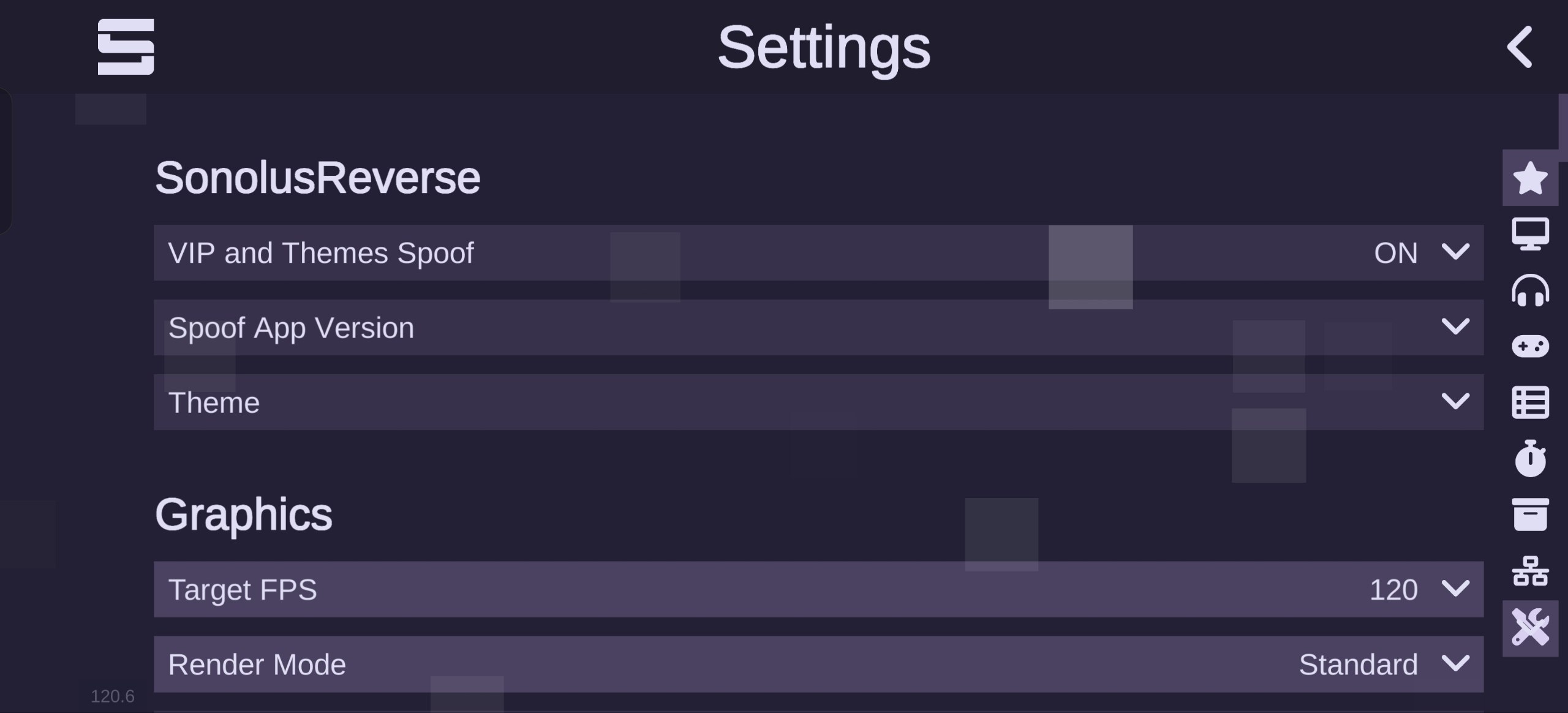 SonolusReverse section in Settings