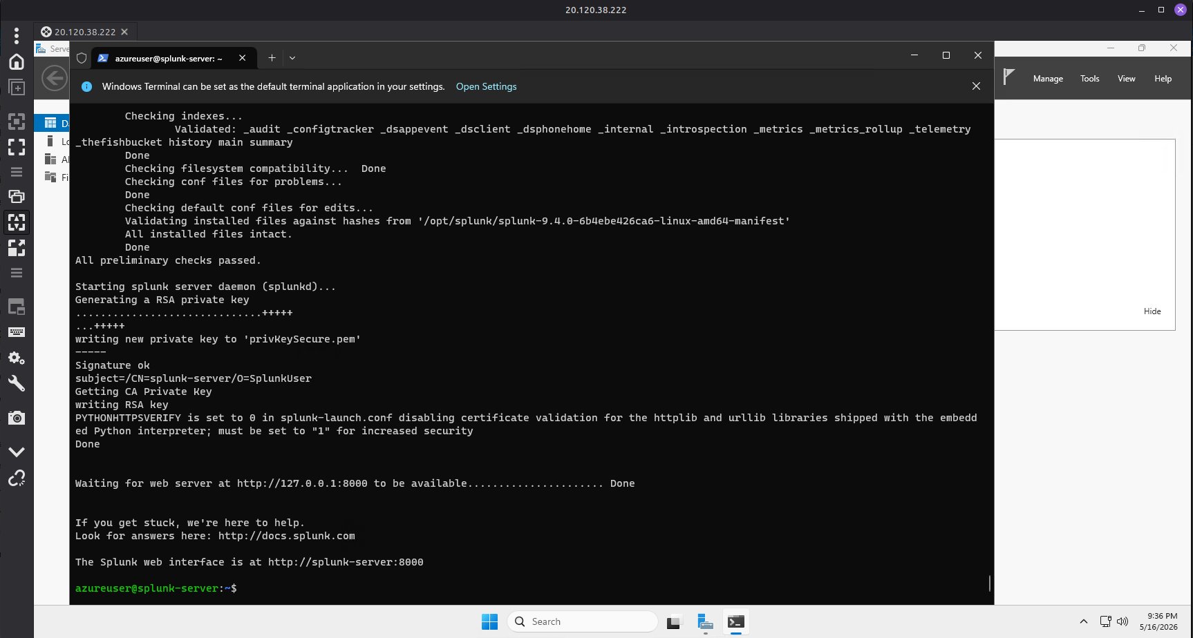 Splunk 安装完成